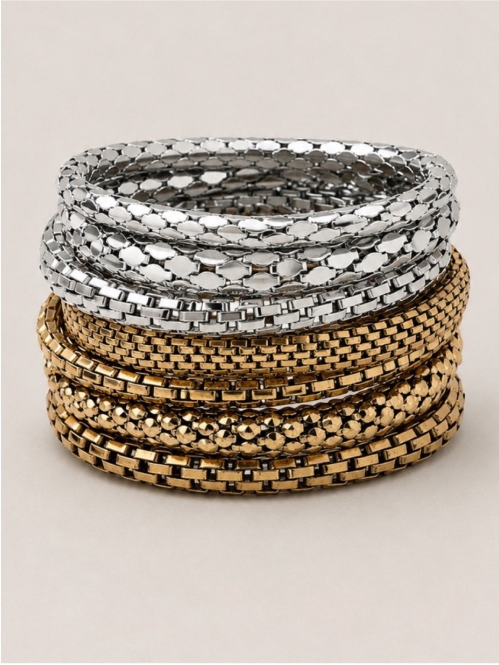 New! Gold Silver Mixed Metal Bracelet Stack Set NWOT